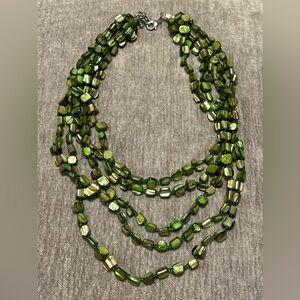 Green Multi-Strand Beaded Necklace